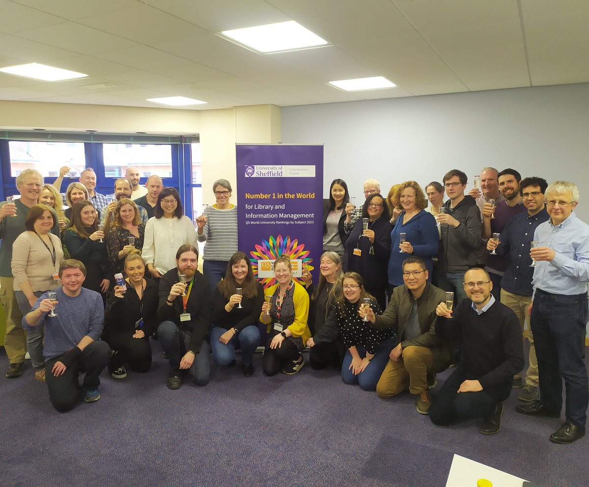 Today we are celebrating! 🎉🍾🏆🎊

Firstly, we've come together to celebrate our position as Number One in the World for Library &amp; Information Management in the #QSWorldUniversityRankings by Subject 2023.

(1/2)