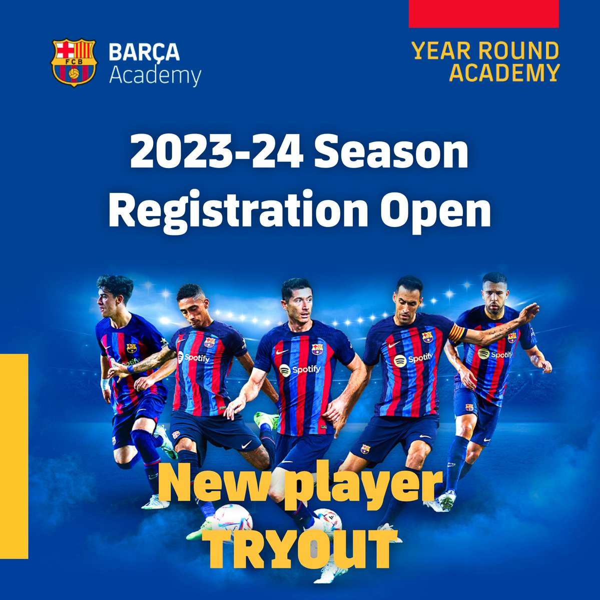 Barca Academy Columbus is holding tryouts for the upcoming 2023/24 year! We are a competitive, academy soccer program, that offers team experiences for players between the ages of U8 - U19 (birth years of 2005 - 2016) ⚽️🔵🔴

Registration Link: playmetrics.com/signup?clubTok…