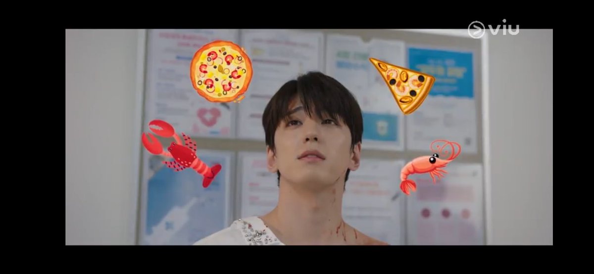 gorgeouskm's tweet photo. I love this scene because he looks so adorable thinking about the foods he wants to eat and kinda forgets the pain.😁🍕🦞🦐 
@Viu_PH @risemediaph
#HeavenlyIdol #ViuHeavenlyGiveaway 
#KimMinGuewithViu #MingueMomentinManila https://t.co/OcVDB83s5e