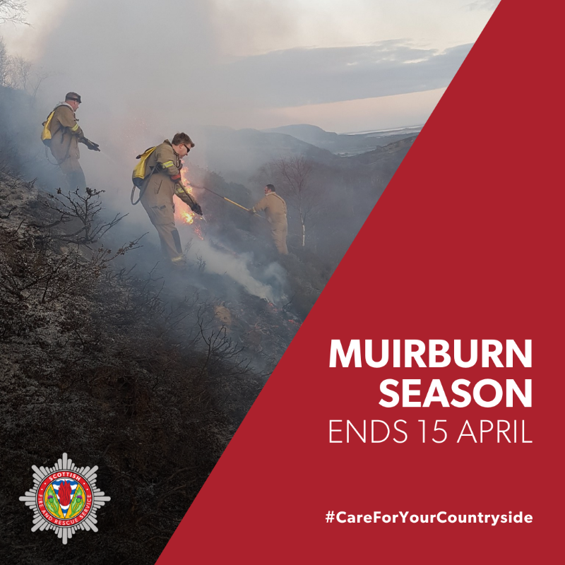 fire_scot's tweet photo. Tomorrow marks the END of Muirburn season and the controlled burning of grass/moorland until October 🔥🚫

Licensed landowners can extend burning until 30 April at their discretion. Always follow the Muirburn Code and never leave a fire unsupervised.

#CareForYourCountryside 💚🌱