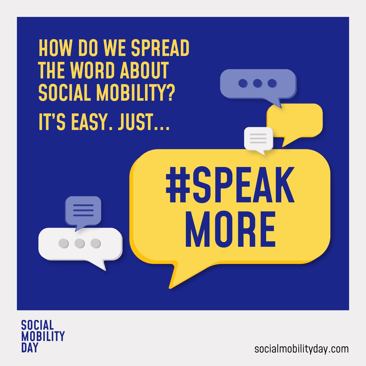 The Social Mobility Awareness Day is taking place on Thursday 15th June 2023! 🤩 

This year we're asking people to #SpeakMore, encouraging them to get involved &amp; share what they are doing for #socialmobility!

Help spread the word by sharing this post &amp; using #socialmobilityday.