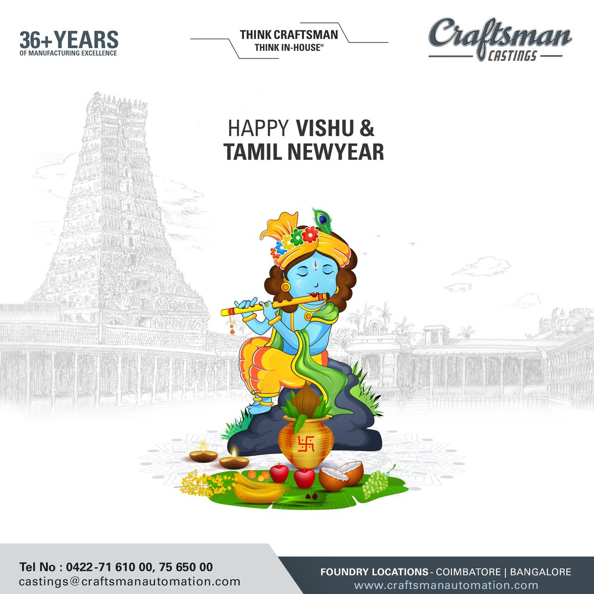 Casti1Craftsman's tweet photo. Kick-start a new beginning with hope and dreams. Happy Vishu and Tamil New Year.

#TamilNewYear #TamilPuthandu #Puthandu #HappyVishu #Vishu #VishuAshamsakal #CraftsmanAutomation #CraftsmanCastings https://t.co/2i3HWR4GX5