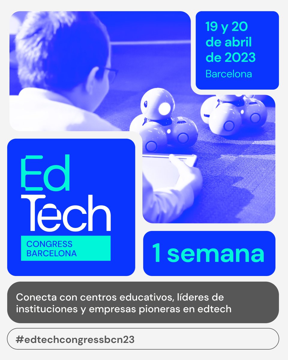 EdutechCluster's tweet photo. Este es un recordatorio de que queda una semana para vivir el congreso de referencia en EdTech en España🤭

Pídele a Google Home que te compre una entrada, o bien apúntate en este link: https://t.co/YBwXDnOMgn 🤭📍
¡Nos vemos el miércoles que viene!

#edtechcongressnbcn23 https://t.co/Z3To4IjSlS