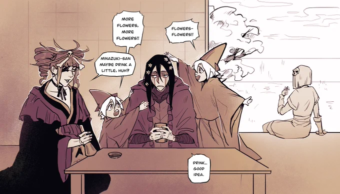 Minazuki, Katen Kyokotsu and Sougyo no Kotowari hanging out together 🥺🤲 