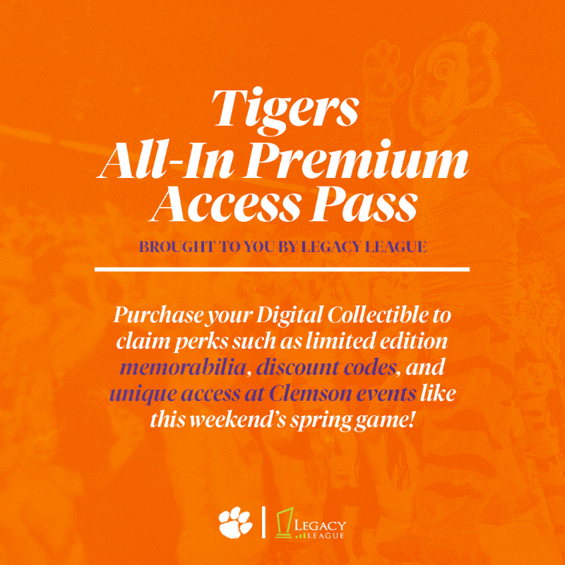 ClemsonTigers's tweet photo. Take your Clemson fandom to the next level!
 
Introducing the Tigers All-In Premium Access Pass ⬇️