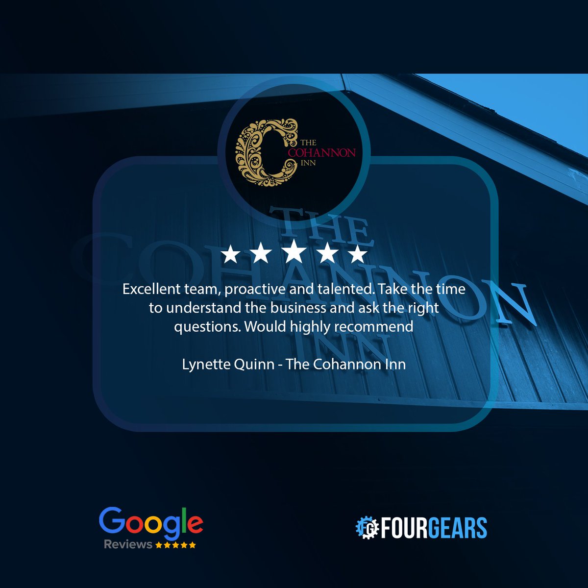 four_gears's tweet photo. 🌟 It's always great to get good feedback.... The Cohannon Inn, leaving us a review for our bespoke content creation & social/paid media management services! 🎉

🎯 Why choose Four Gears?
🔹 Custom content that reflects your brand's unique voice
🔹 Tailored social & paid media strategies for maximum engagement
🔹 Expert team dedicated to growing your online presence

💼 Ready to elevate your business with Four Gears? Let's chat!
👉 Visit https://t.co/Xl5GTv5o1e to connect with us!

☎️ 02895902887
📩 info@fourgears.com
🌐 https://t.co/Xl5GTv5o1e

#FourGears #BespokeContent #SocialMediaManagement #PaidMedia #WebDesign #WebDevelopment #UXDesign #UIDesign #Ecommerce #DigitalMarketing #DigitalAgency #Belfast #ContentMarketing #Google #Digitisation #BusinessGrowth #SEO #Success #Teamwork