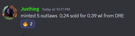 EmpireAlphaHQ's tweet photo. Easy profits from @outlawsdotwtf 

Gave over 150x wl spots to our community and majority to our holders. 

Get your pass today: 
Vip - https://t.co/MowRmQ8zWi
Citizen - https://t.co/ehl1rYg7gu

One giveaway paying for the entire pass??

Also @SmthIsBrewing getting announced soon! https://t.co/0u8egG57NB