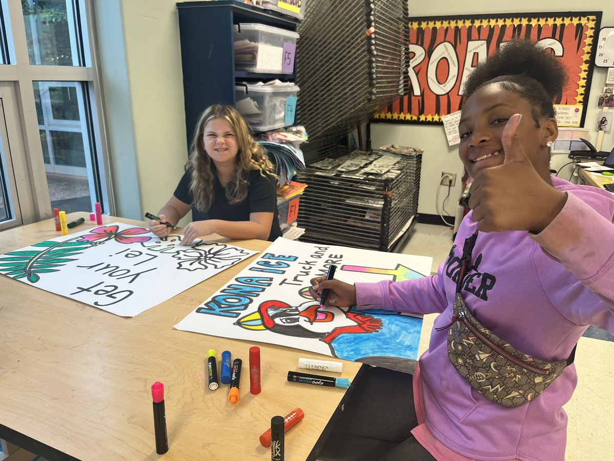 IAARTCLASS's tweet photo. Can’t wait for the Spring Family Luau Dance! Art club had so much working on the signs!🌸🌿🍧 https://t.co/CsMcKOxu8n
