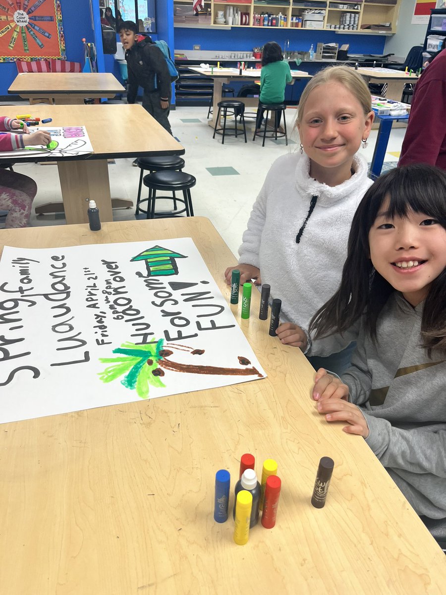 IAARTCLASS's tweet photo. Can’t wait for the Spring Family Luau Dance! Art club had so much working on the signs!🌸🌿🍧 https://t.co/CsMcKOxu8n