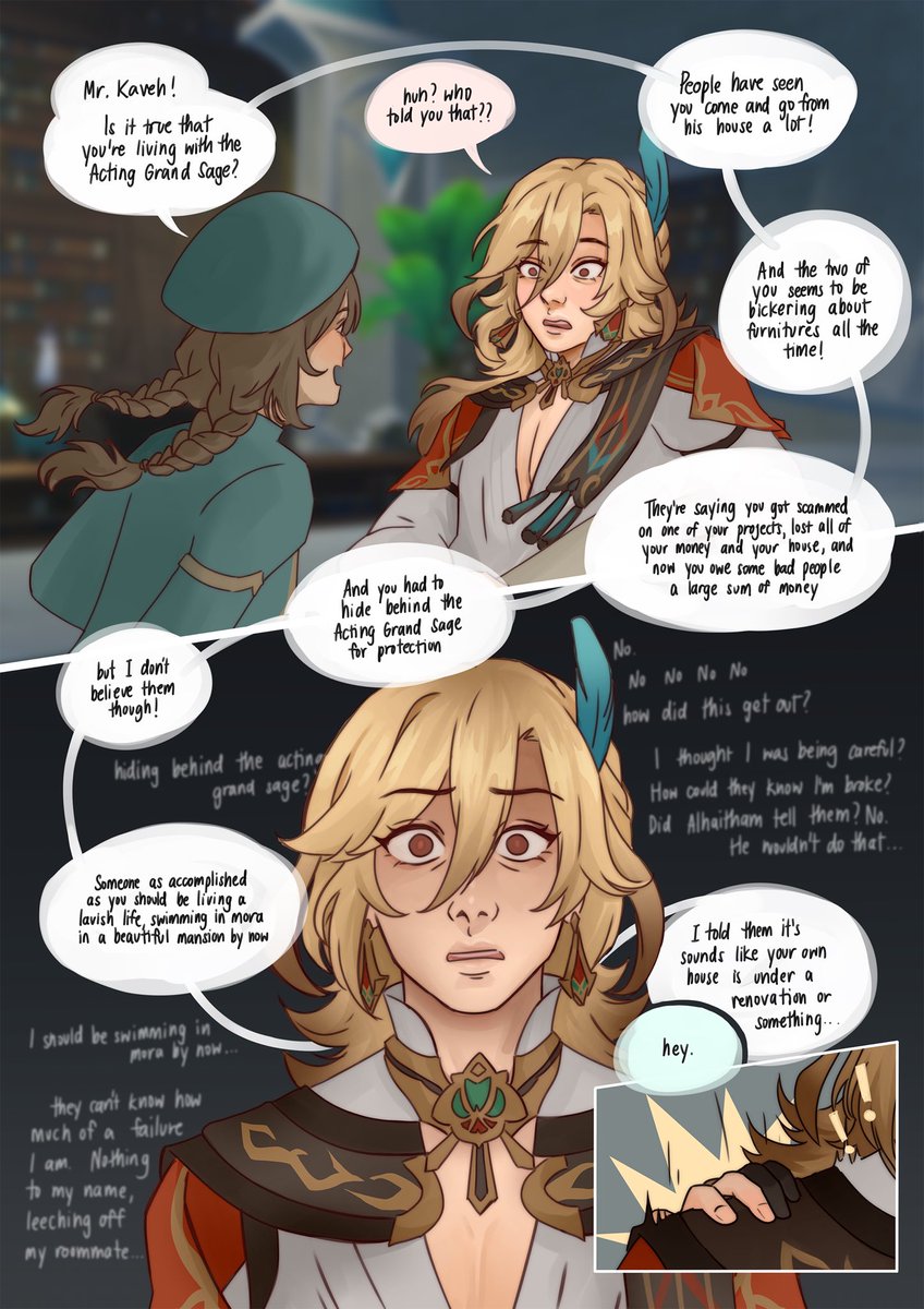 oreoakie's tweet photo. They’re… Married?? (1/?)

First part is finally done!! Had this plot brewing in my head for forever and I’m really happy with how it turned out! Next part will take a while but I’ll hurry I promise 😭✨

#Kaveh #Alhaitham #Haikaveh #Kavetham #アルカヴェ #GenshinImpact https://t.co/bGTxx8u2UF