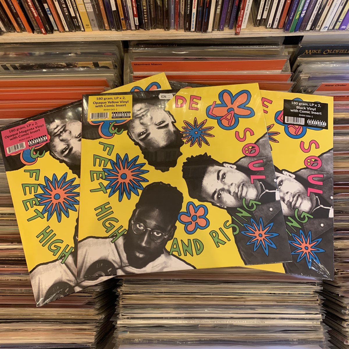 stylusrecordsuk's tweet photo. 3 Feet High and Rising is the debut studio album by hip-hop trio De La Soul @wearedelasoul and was released on March 3, 1989.

We have all three vinyl colourways available in-store!

 It contains the singles, "Me Myself and I", "The Magic Number", "Buddy", and "Eye Know". https://t.co/WEfYqGrgNf