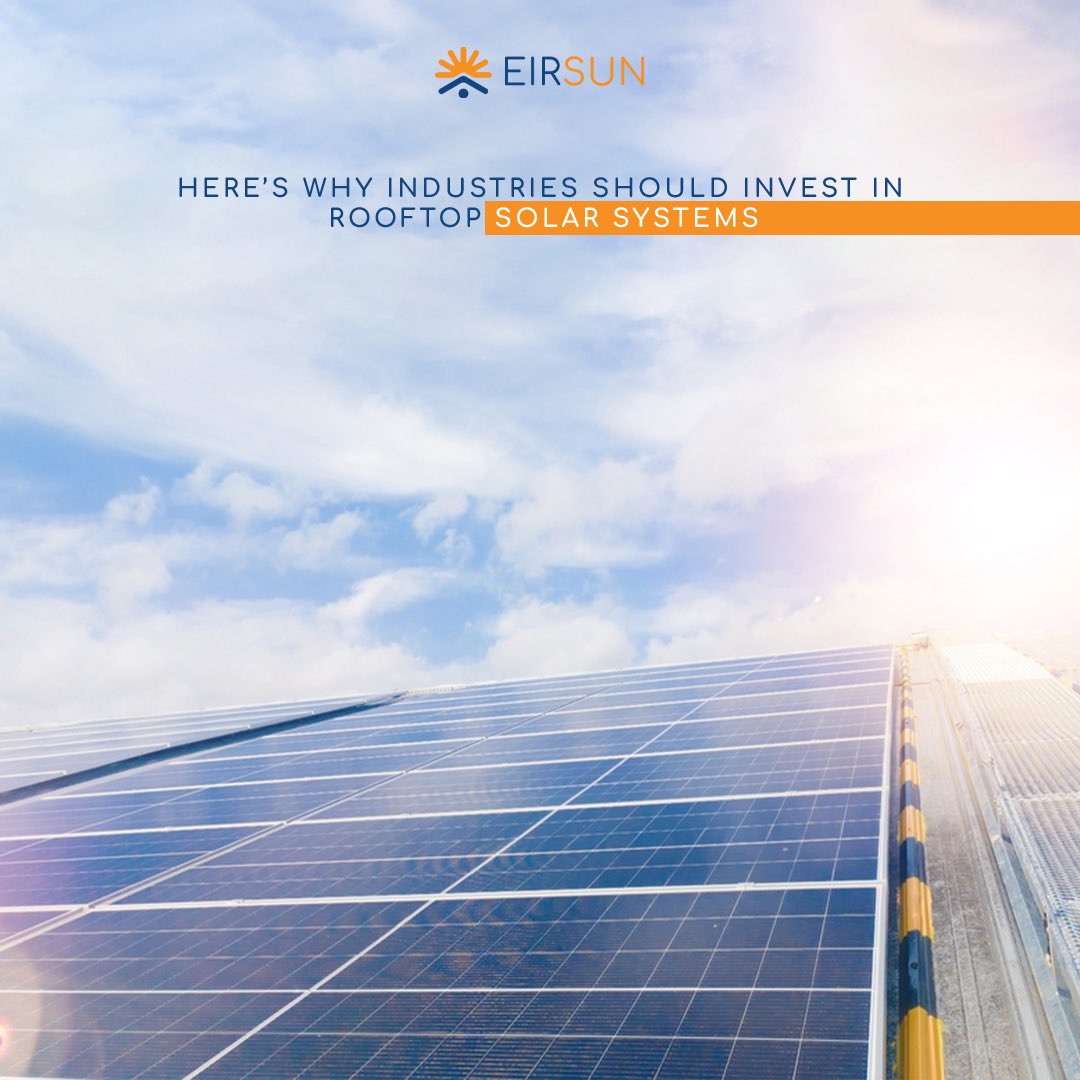 EirsunLimited's tweet photo. We firmly believe that industries will play a pivotal role in helping us march towards a sustainable future. Rooftop solar solutions help industries become more efficient in terms of costs as well as carbon emissions. https://t.co/MV5er9jG4h
