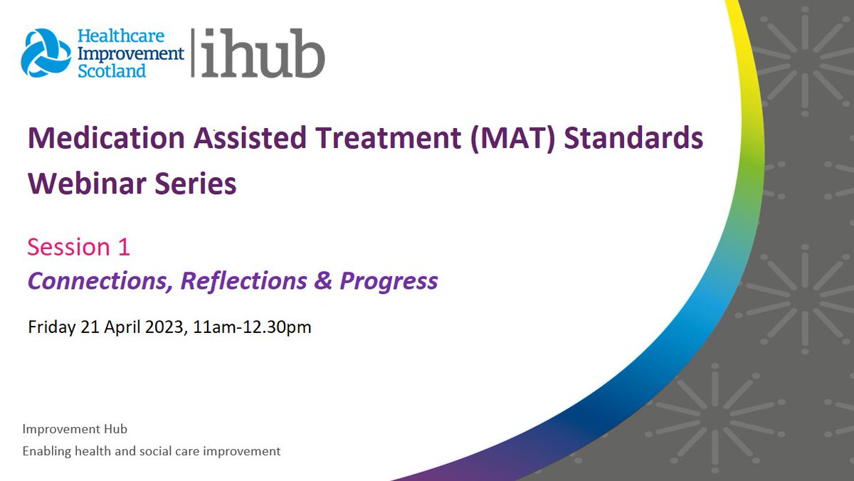 Still time to register for the first in our series of MAT Standards webinars to hear about services implementation experiences and reflect on progress from across Scotland – don’t miss out!

🗓️21 April 2023
⏰11:00-12:30

Click here to register -  tinyurl.com/5cnwurja