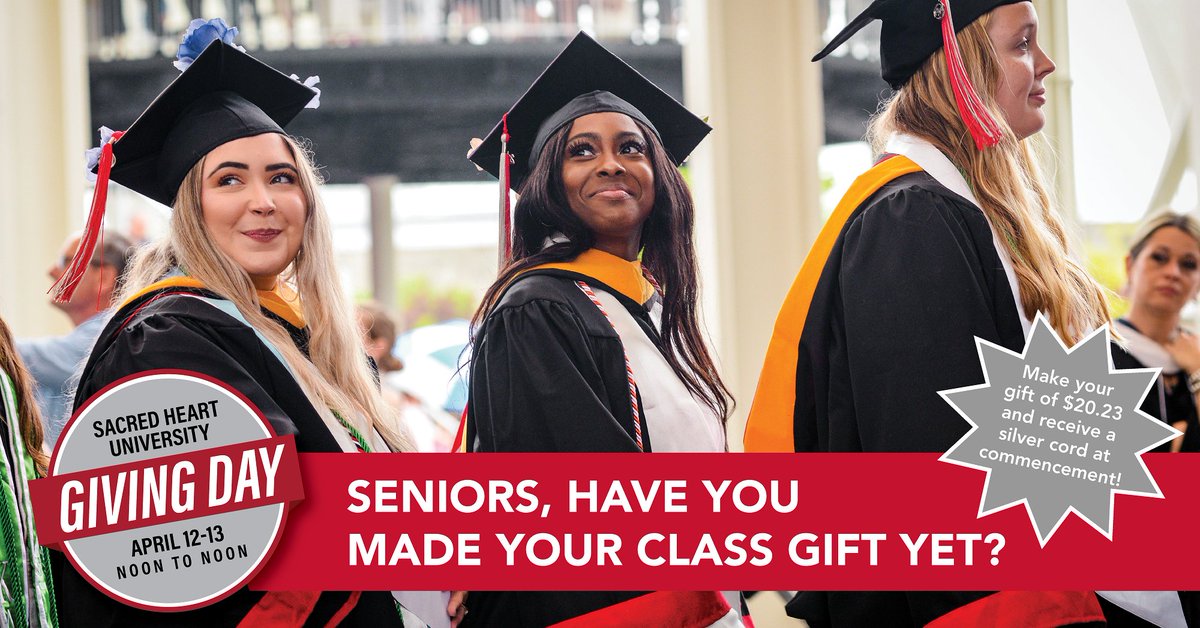 Graduating seniors, have you made your class gift yet? If 100 new seniors make a gift of $20.23 or more, you receive a silver cord to wear at commencement! 

🎁: bit.ly/3ryw0PA

#SHUAlumni #WeareSHU #SHUGivingDay
