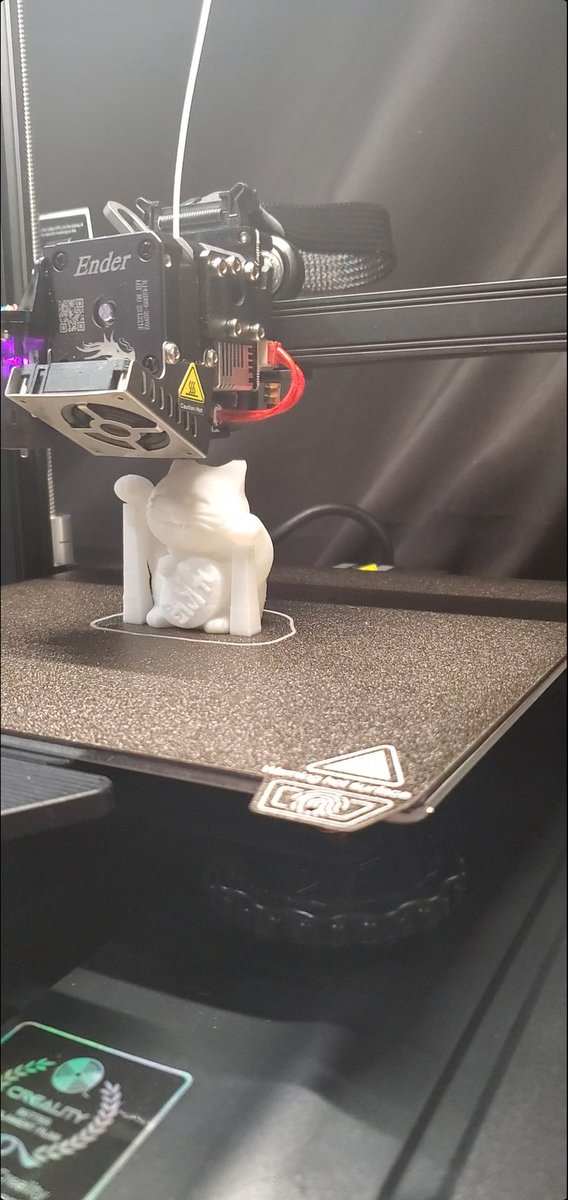 ScytheRiders's tweet photo. Got my first #3dprinter 🤪 So hyped! It's the Creality: Ender3 S1 Pro. I made a kitty 😺 ☺️ https://t.co/LPo7EUgALX
