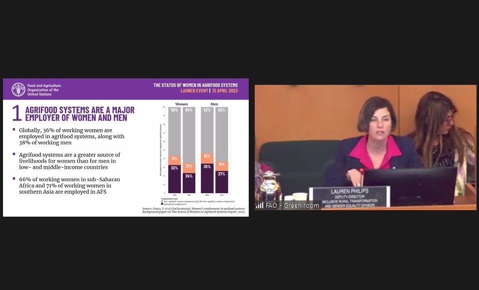 FAOSocioEcon's tweet photo. Launch 🆕📘 Status of Women in Agrifood Systems

@FAO's @LM_Phillips on 📘 findings, 36% of working women around 🌍 are employed in agrifood systems, with highs of 66% in Sub-Saharan Africa, 71% in Asia 

📘 https://t.co/mlFsjxyNFC

#LetsGrowEquality https://t.co/8BTqdocsIO