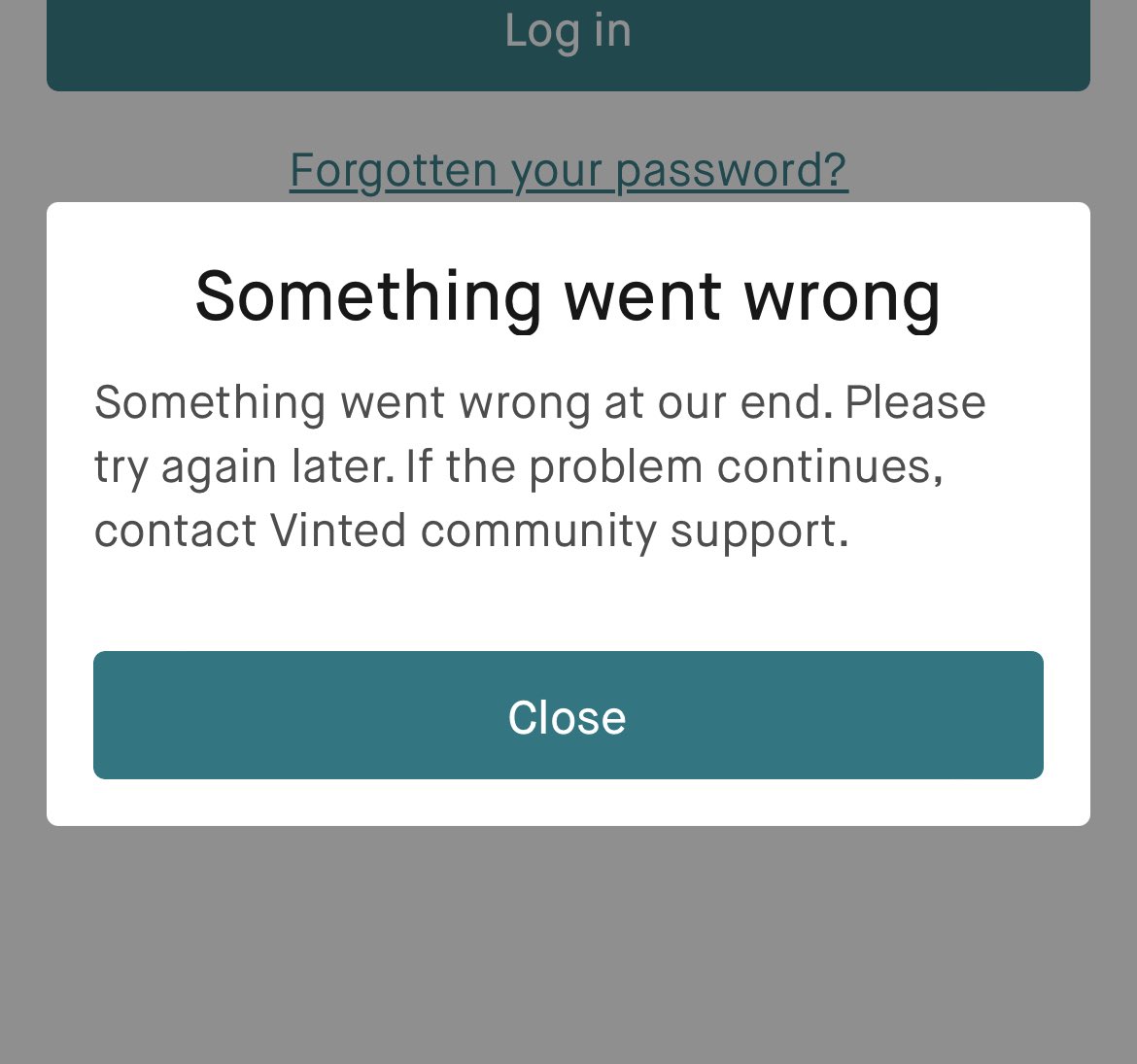 LivAB_'s tweet photo. Is @vinted down? I keep trying to log in and it says #vinted #vinteddown https://t.co/Y6VfdpZ5Wn