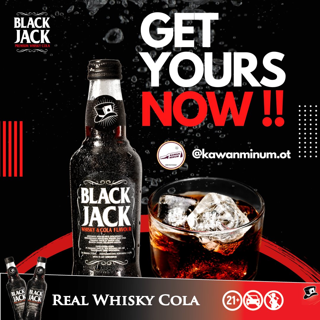 BlackJackWhisky's tweet photo. Dapatkan segera Black jack di @kawanminum.ot atau toko kesayangan kamu

#Blackjack #BlackjackWhiskyCola #WhiskyCola #RealWhiskyCola #TasteOfTheNight https://t.co/AXrLkhReUN