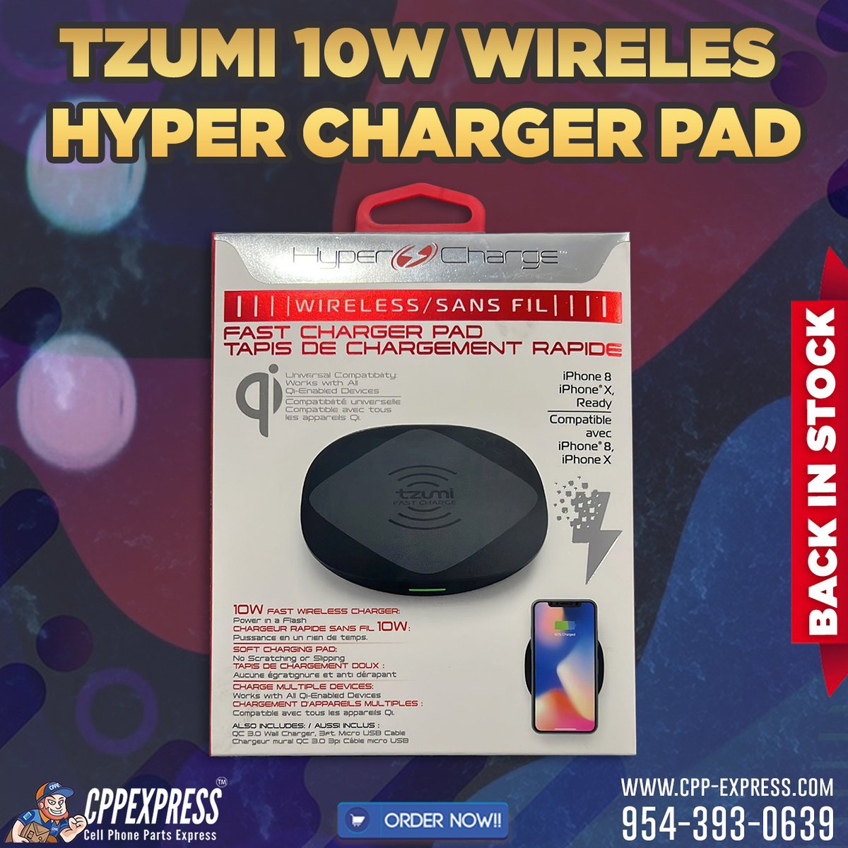 cppexpress's tweet photo. Available Tzumi 10W Wireless Hyper Charger Pad.
IN STOCK!
ORDER NOW!
Visit us at https://t.co/awqaePpTPg or call us at 954-393-0639

#bestservice #cppexpress #cellphoneparts #phonescreens #cellphoneparts #phonerepairparts https://t.co/hNELtpucKn
