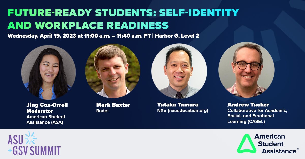 Many #GenZ students are feeling anxious about the future. But #careerreadiness education can help to mitigate that. Join nXu Executive Director Yutaka Tamura & these amazing leaders for this @ASA_Impact panel at #ASUGSVSummit to discuss: bit.ly/3Ym3SMP