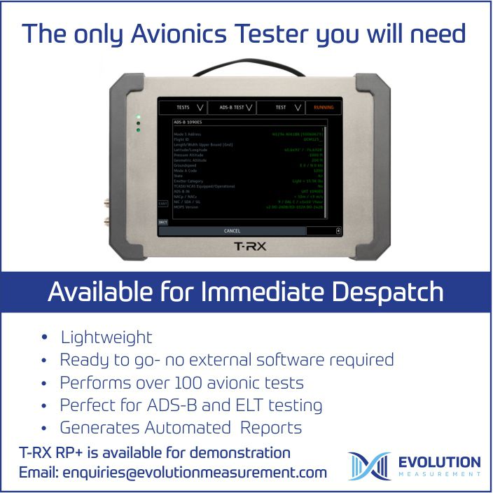 T-RX RP+ - Flight Line Tester •Up to 100 test configurations •Portable easy to use •Produces PDF reports •Radio and Pulse tester in one unit #Avionics