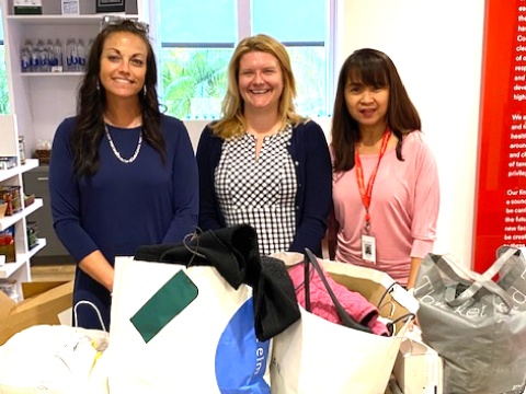 Last week, our generous friends at Johnson &amp; Johnson hosted DFSTB's Katie McGill &amp; led a clothing drive to stock our boutiques. Katie shared the DFS mission &amp; invited J&amp;J volunteers to join us. Corporate partners like these make our day!  #VolunteerAppnMonth #DFSTB #Thankyou