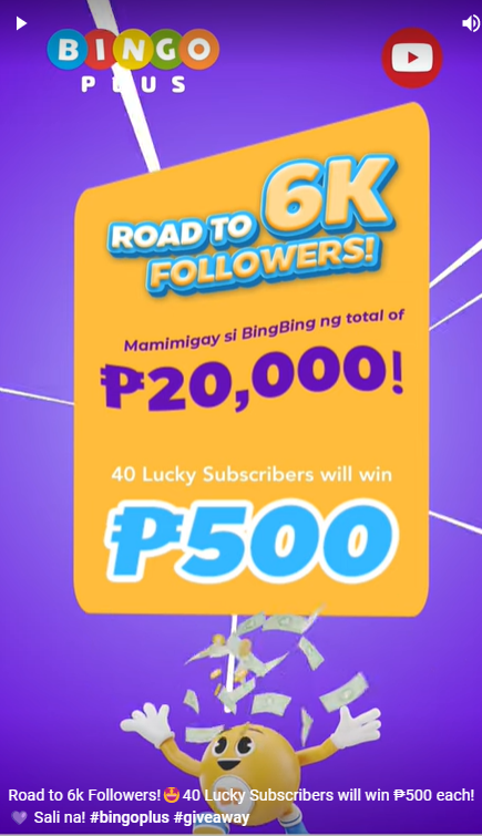 Bingoplusph's tweet photo. Ka-BingoPlus! Tulungan niyo naman ang ating BingoPlus YouTube na maka reach ng 6K subscribers! 🎞️

Click this link below, watch, and share
https://t.co/cWZt6CiwOy

#BingoPlus #BPYouTube #follownow #subscribenow  #BPgiveaways https://t.co/9qOdasU7g9