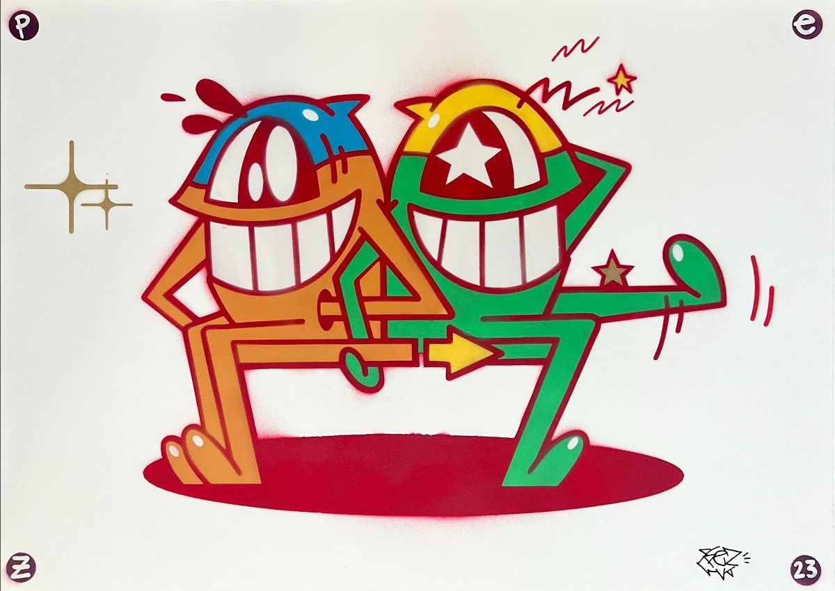 EL PEZ "FRIENDS" 1/1 ALL UNIQUE ORIGINALS ON PAPER RELEASE TODAY AT 5PM - mailchi.mp/graffitiprints…