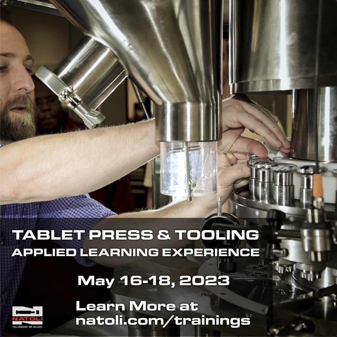 NatoliEng's tweet photo. Don't miss the Natoli Technical Training - Tablet Press and Tooling Applied Learning Experience from May 16-18, 2023. Enhance your expertise and elevate your career. Register now: https://t.co/dI1EKEV6cS
#tabletpress #tabletpressoperator #compressiontooling https://t.co/kGWMwjr3hX