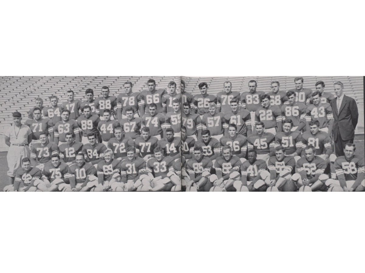 penn_state's tweet photo. 🔵⚪️ As we look ahead to #BlueWhite weekend...
Take a look back at these @PennStateFball teams from '50 & '51! 🏈
❓ Did you know: The tradition dates back to May 5, 1951, following the first season under new football coach Rip Engle.
#DearOldState
https://t.co/vy1EAWal4o https://t.co/fQp4it9XkP