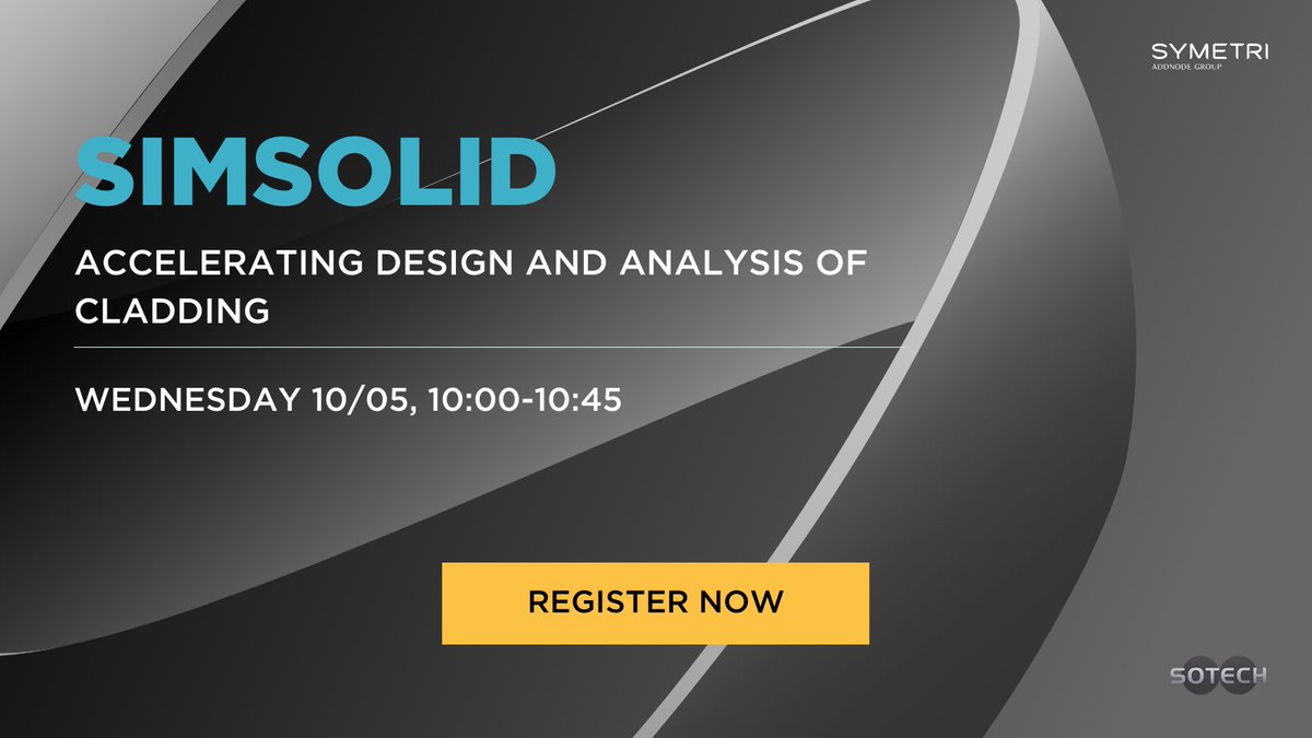 SymetriUK's tweet image. Join our upcoming #webinar where we will be joined by #Sotech, a leading designer and manufacturer of the Optima range of engineered metal rainscreen cladding and #architectural fabrications, who has adopted the use of SimSolid.

Register Now: bit.ly/401JGkh