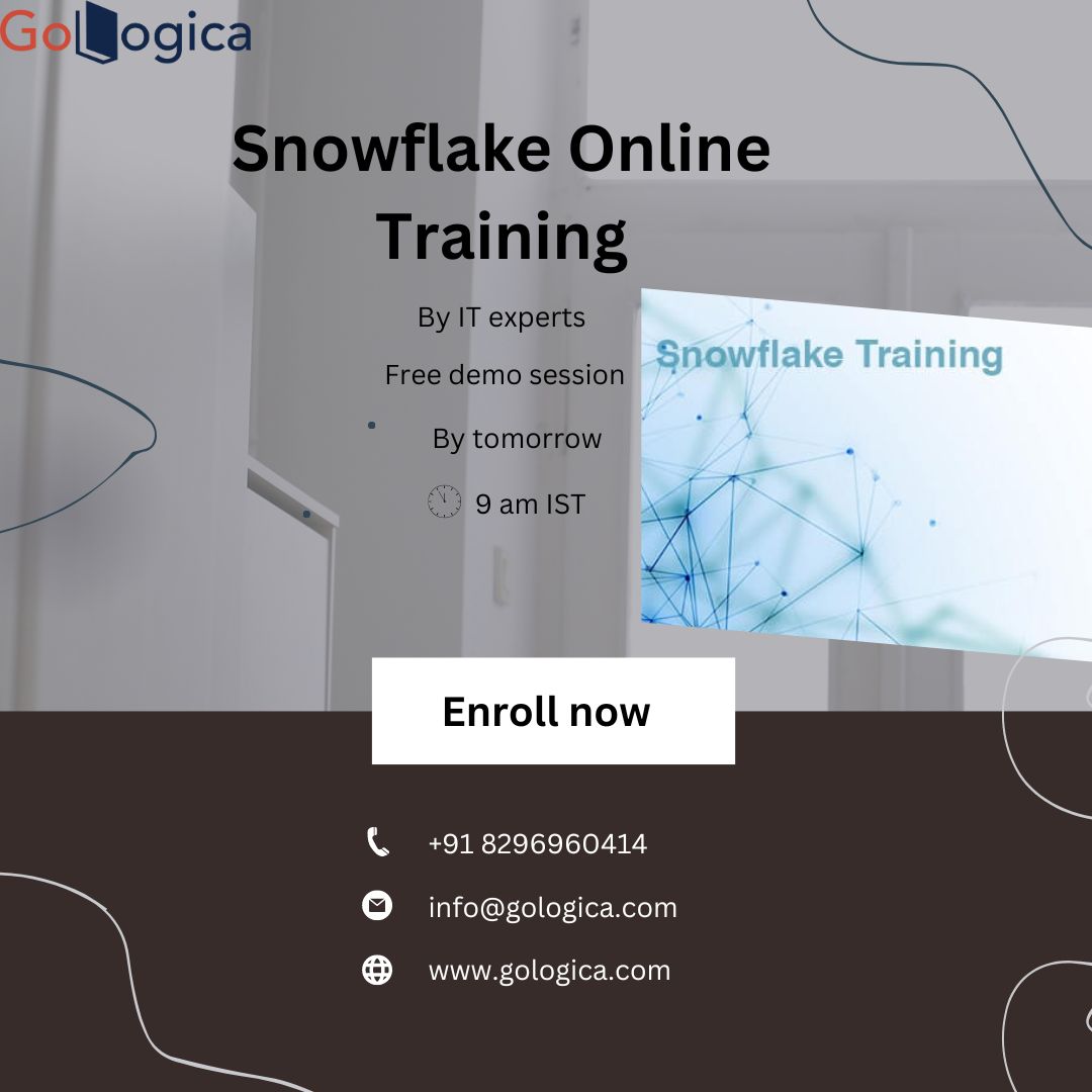 Enhance your career at GoLogica on Snowflake training.

For More Details:  gologica.com/course/snowfla…

Contact Details : - 082969 60414

WhatsApp: wa.me/8296960414

Email Id: info@gologica.com

Visit our Website: gologica.com

#gologica #snowflaketraining