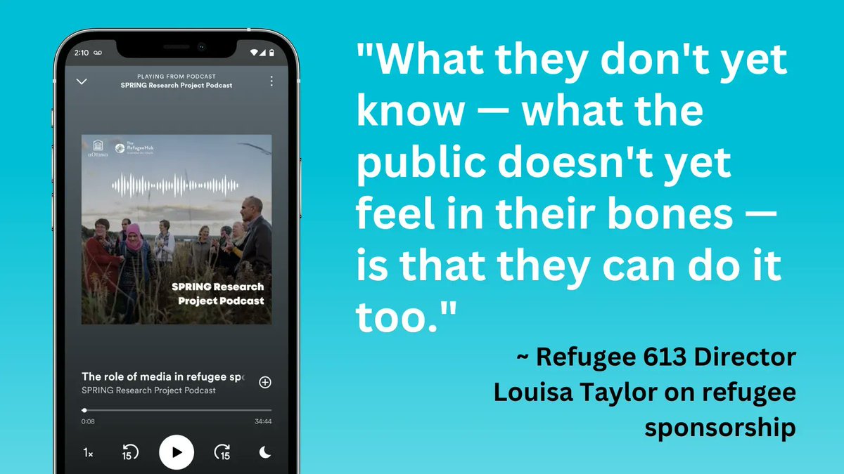 🔉 Podcast alert! How can media help turn ordinary folks into refugee sponsors? 

Get the answer in the latest episode of @RefugeeHub's SPRING Research Project Podcast, featuring our director, @LouisaINK. 

🎧 Listen today: bit.ly/40Xsq0N