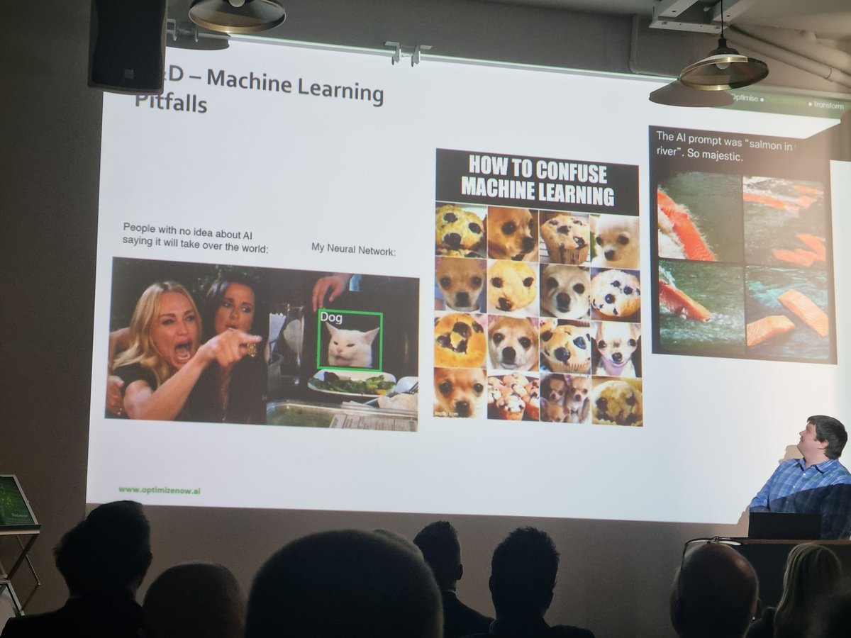 OptimizeNowAI's tweet photo. Some of the machine learning pitfalls with @RossCon #optimizelaunch https://t.co/9IPPNhesS8