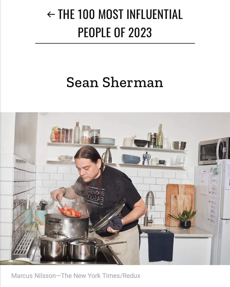 Congrats to my brothers <a href="/Chef_Sean/">Sean Sherman</a> (<a href="/the_sioux_chef/">The Sioux Chef</a> ) being named on Time Magazine 2023 list if 100 most Influential People. So proud of you. " He’s a powerful force of good in the culinary world and beyond.”  #TIME100 #natifs #indigenousfoods #thesiouxchef #owamni