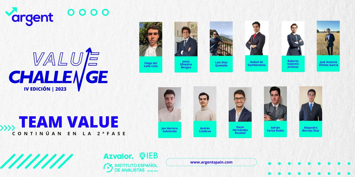 SpainArgent's tweet photo. 🚨Estos son los participantes que han superado la 1ª fase del #ValueChallenge

Una vez abierto el plazo para la siguiente fase solo nos queda preguntarnos… ¿Quién será capaz de superar este reto? 🤔📊💰

🍀MUCHA SUERTE!🍀 https://t.co/L8adeBViR3