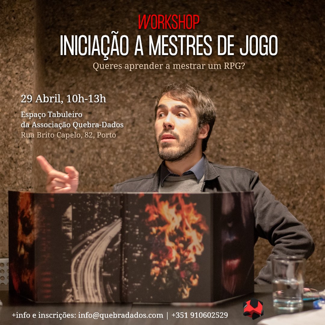 quebradados's tweet photo. Tens finalmente um grupo com quem jogar RPGs, mas ninguém quer ser o/a Mestre de Jogo? Com este workshop vais abordar várias questões e ferramentas para poderes tomar tu essa iniciativa! 😁
Para mais informações e inscrições: https://t.co/P06zBxxHPu https://t.co/Cy0nnyb3Kk