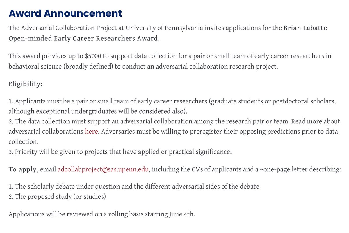 AdCollabProject's tweet photo. We also have a separate award specifically for an ECR team. Applications reviewed on a rolling basis starting June 4th. https://t.co/w4KuSsk7zY