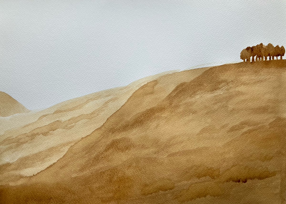 susanpmains's tweet photo. I love coffee & art, so it seems only appropriate to combine the two! ☕️🖌️ This is ‘Ben Tinto,’ my submission to the upcoming #CoffeeProject exhibition being hosted by Tebbs Contemporary Art Gallery. (Coffee painted on paper, 38cmx28cm.) #LandscapeArt #GeographyArt @TebbsGallery https://t.co/jduFk8ciUm
