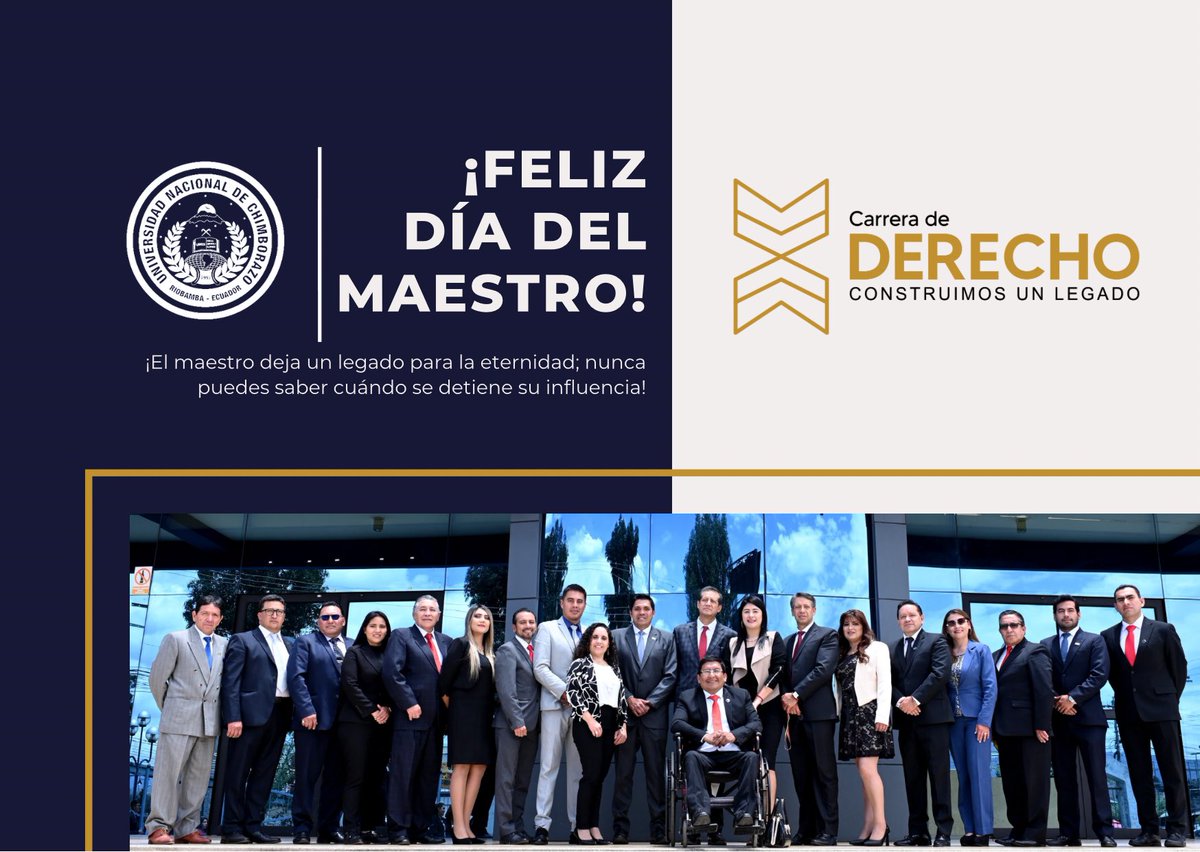 _derecho_unach's tweet photo. #DíaDelMaestro

Queridos Profes de Derecho⌛️⚖️📚, sus palabras, su aliento, apoyo, disciplina y su constancia han forjado muchas generaciones de Abogados, gracias por todo y feliz día 🥳👩‍🏫👨‍🏫.

#ConstruimosUnLegado #SomosDerecho #SomosUnach https://t.co/A0CXXvbzp9