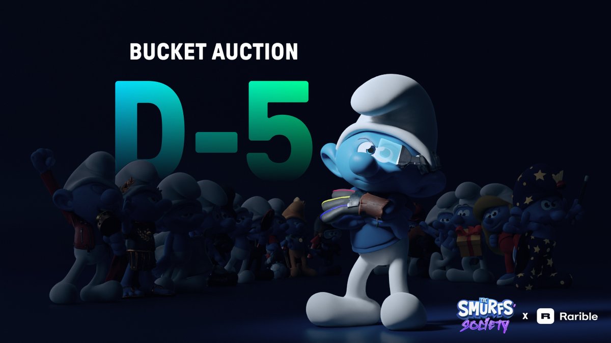 SmurfsSociety's tweet photo. 🚀Buckle up! D-5 until the Bucket Auction !
🤝In partnership with @rarible for a seamless auction experience https://t.co/NDLewP8hm5