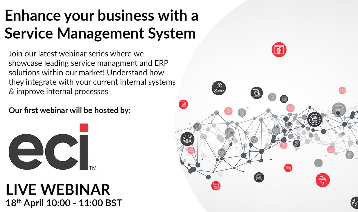 Join our latest webinar series where we showcase market-leading ERP &amp; Service Management solution! 

Our first webinar will be hosted by ECI Software Solutions!

Tuesday, 18th April at 10:00 - 11:00 BST 👉 zurl.co/oraF 

#MPS #Print #Cloud #Remote #Device #Management