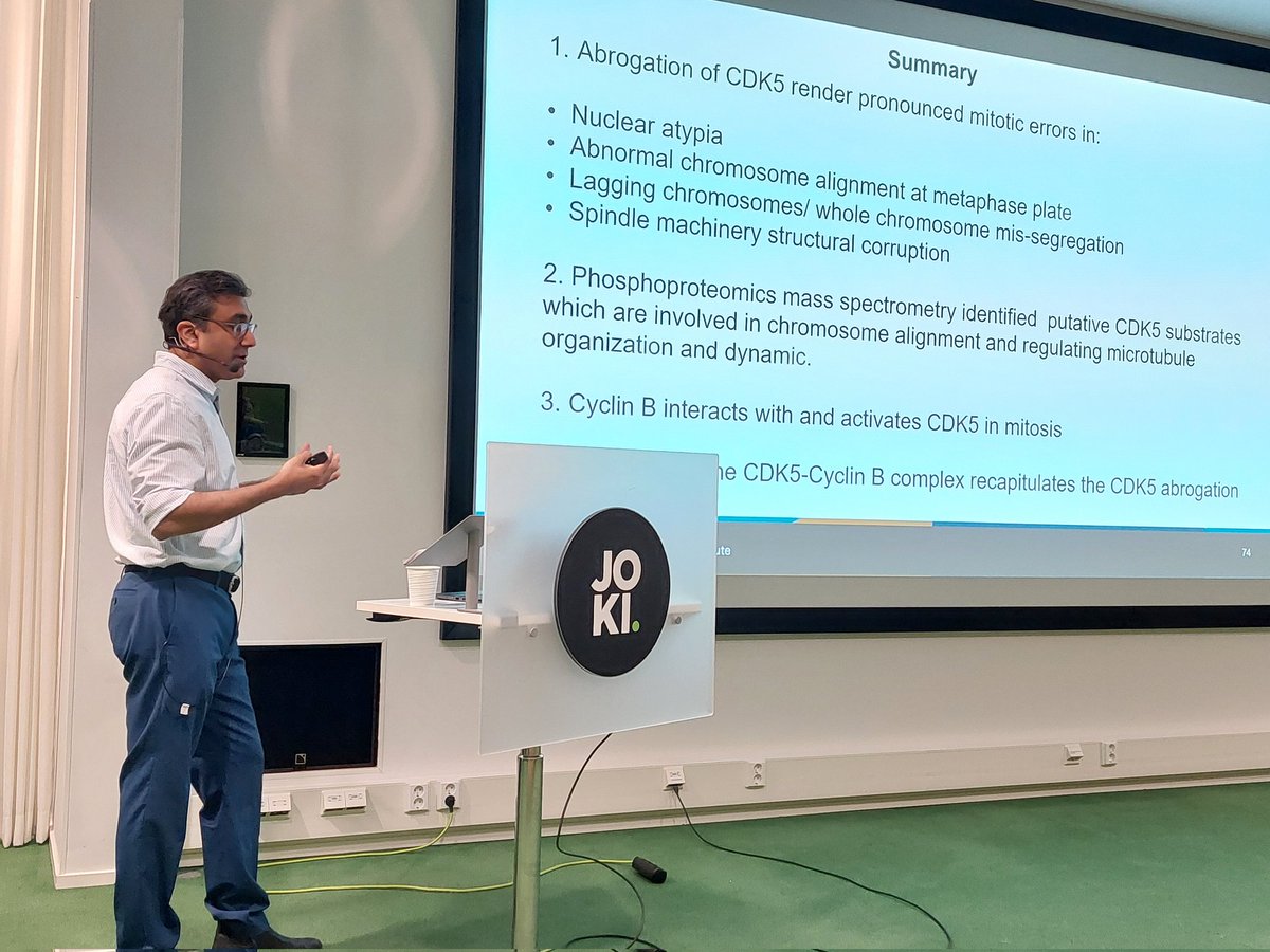 InFLAMES_Health's tweet photo. What a cool lecture by Professor Dipanjan Chowdhury @harvardmed today in Frontiers of Science seminar! We bet the participants learned some amazing aspects about #CDK5...
#DNArepairfactors 
@UniTurku
@AboAkademi
@BioCityTurku @westermarcklab https://t.co/A4Uavu9MoR