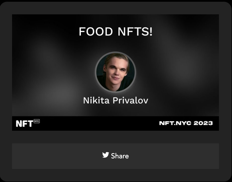 LarryDvoskin's tweet photo. MUST SEE- Nikita Privalov at 2pm today, Future stage. Join us to hear about "FOOD NFT's!" How can NFT's create community, share the art of a curated fine culinary experience. etc. @BRINGTHETHOUGHT  @qbuttonphd @patrickwagner @MGOGLKTKO @MikeMongo @ScottReinfeld @IanUtile @NFT_NYC @NFTOasis @GoGalaMusic
