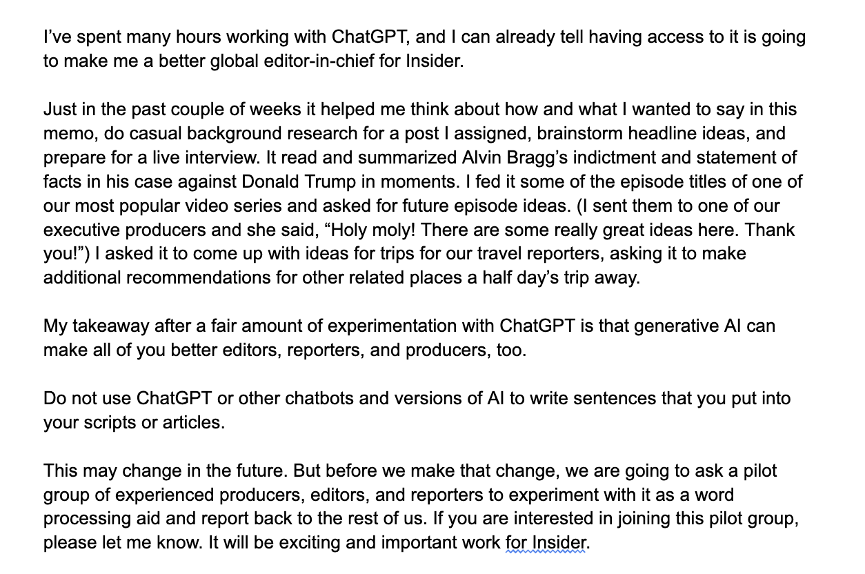 Max Tani on X: &ldquo;In a lengthy note to staff this morning, Insider 