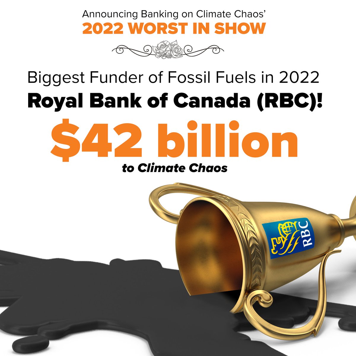 🏆 Nouveau rapport: RBC devient #1 MONDIAL des financiers pour les combustibles fossiles!
RBC a financé les énergies fossiles pour + de 42 milliard$ (US) en 2022 &amp; + de 253 milliard$ depuis 2016. 

⛽ Commmuniqué 👉greenpeace.org/canada/fr/comm… #FossilBanksNoThanks #FossilBanksNoThanks