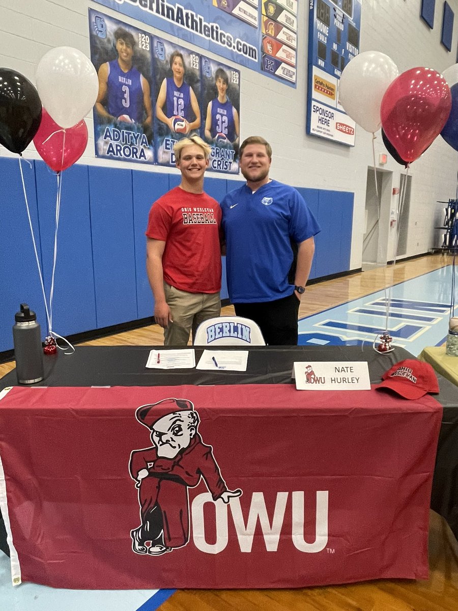 APGunn33's tweet photo. Congrats to our two Seniors signing to play at the next level yesterday! Hard work and dedication pays off. Proud of you guys! @BihlerMax @NHurley_7 #BerlinPride https://t.co/MQ5pFOJO0q