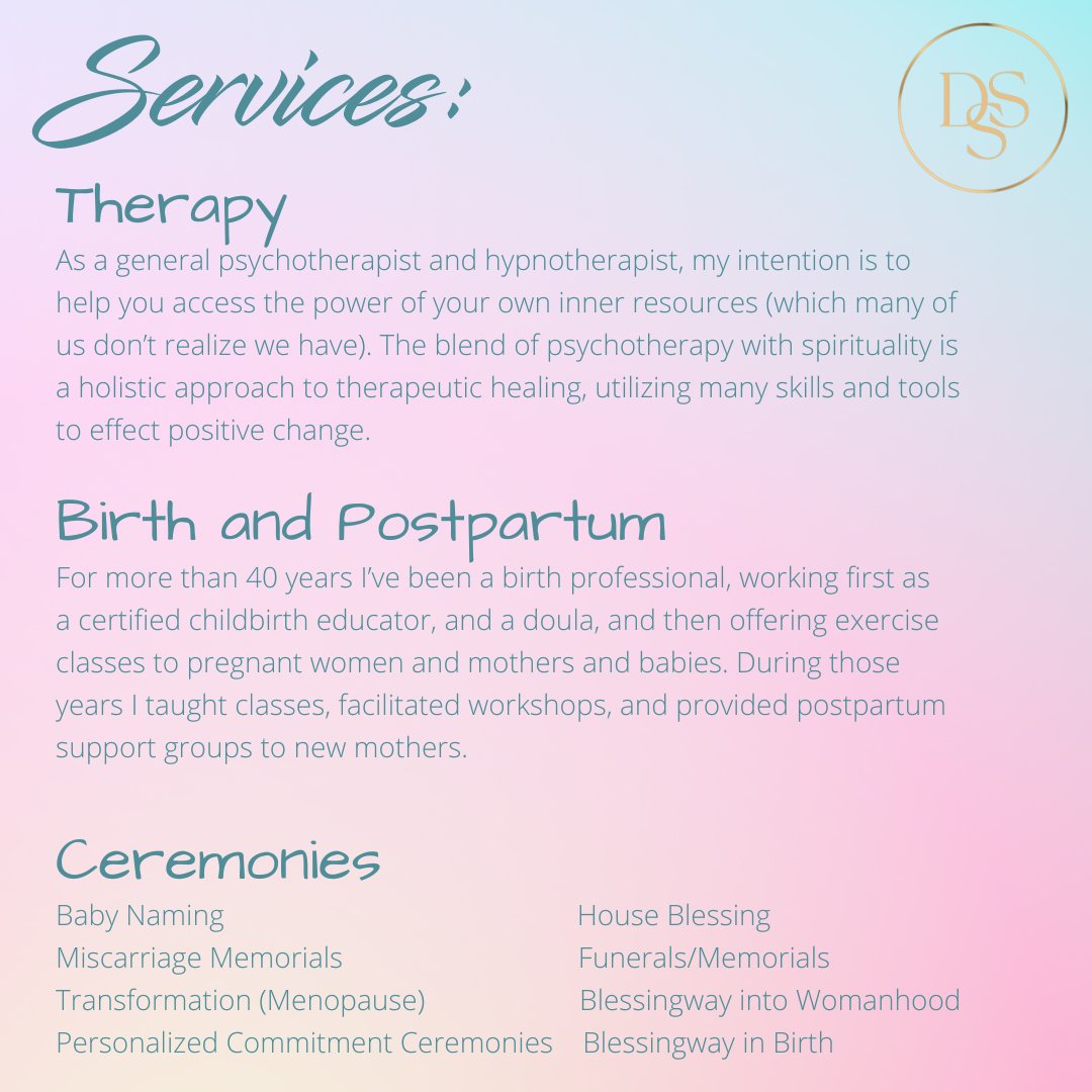 Are you looking for therapy? Are you planning a wedding? Are you about to have a baby? Contact me to learn more. dianespeier.com #therapy #postpartum #postnatal #ceremonies #lifeafterbirth #digitaldoula #blessingway #parenting