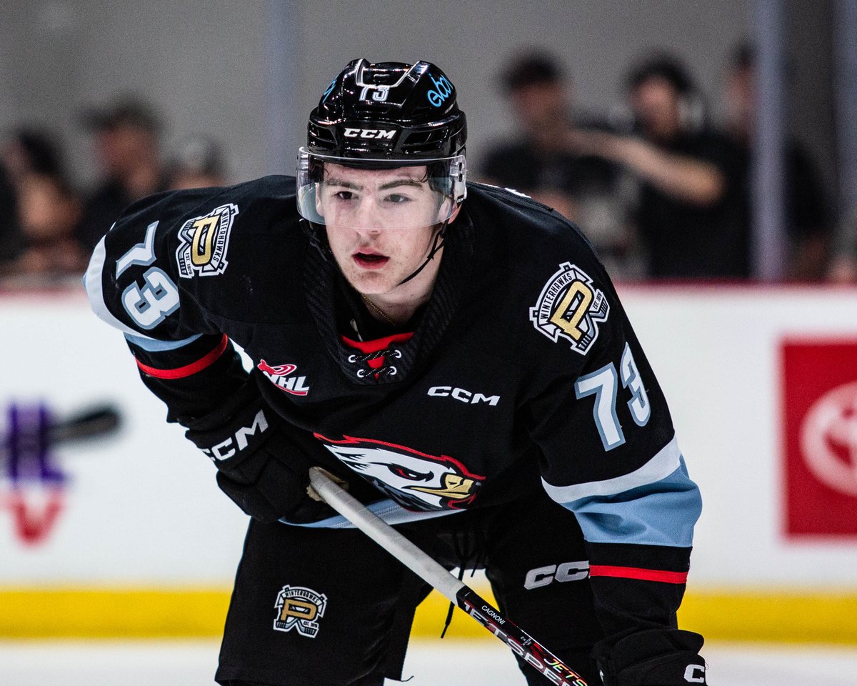 scottcwheeler's tweet photo. Luca Cagnoni was passed over by all 20 WHL teams. The Portland Winterhawks decided to sign him after a half-hour morning skate. 

Now he's one of the top D prospects for the #2023NHLDraft. 

On his unlikely rise: https://t.co/7ZjwMCYUGs https://t.co/VxVj7RIzpY