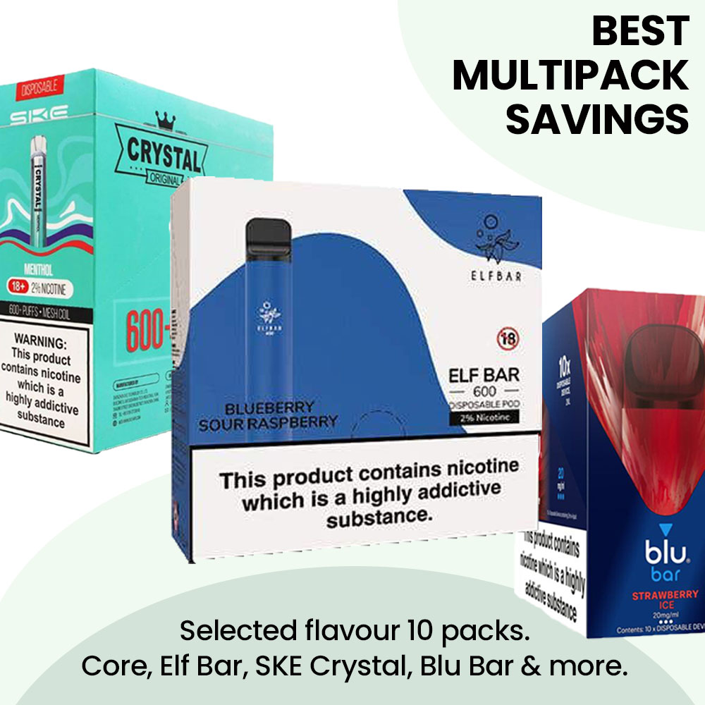 We've now introduced multipack savings  on more brands than ever before.

A great way to stock up on your favourite flavours.

vapourcore.com/collections/al… 

#vape #vaping #vapourcore #vapingforlife #elfbar #crystalbar #blubar #vapers